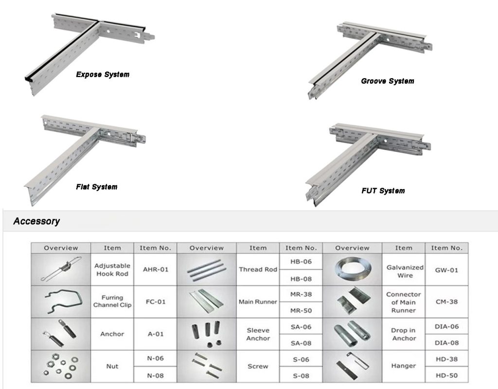 Ceiling Accessory T Grid for Suspended Ceiling
